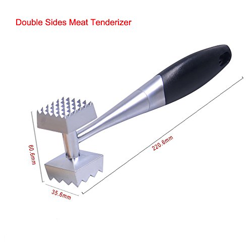 jc-saver Praktische Fleischklopfer Hammer für Steak, Huhn, Fisch, Schwein, Good Grips, Double Side, Heavyweight Metall Klopfstein Mallet, 21,6 cm Küche Werkzeug - 2