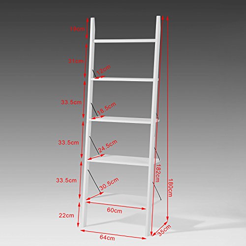 SoBuy® Badregal, Leiterregal, Standregal, Handtuchleiter, Bücherregal, mit vier Böden, FRG100-W - 3