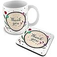 ALDIVO Thank You Message Printed Combo Gift Pack of Ceramic Coffee Mug 350 ml + Printed Coaster
