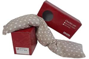 Erboristeria Vita Cuscino Lungo con Semi di Lino Scaldacollo per dolori cervicale - Prodotto in Emilia Romagna (Cuoricini Bianchi)