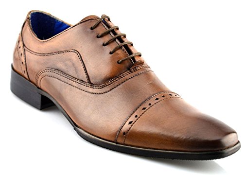 Mens New Leather Smart Punched Cap Oxford Lace Up Dress