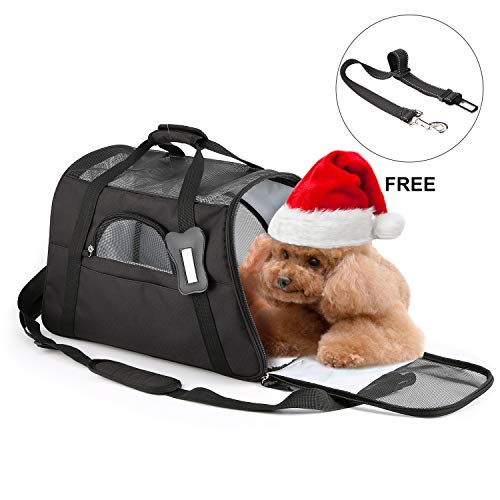 Preisvergleich Produktbild Haustier-Tragtasche Atmungsaktive Reise-Netztasche mit Sicherheits-Reißverschluss Schwarze Farbe Reisetasche