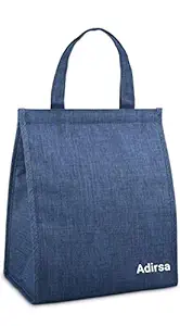 ADIRSA LB3006 Polyurethane Insulated Lunch Bag / Tiffin Bag for School , Picnic , Work Carry Bag (Navy Blue)
