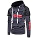 Produktbild ZIYOU Herren Pullover mit Kapuze, Sport Kapuzenpullover/Männer Outwear Sweatshirt Jungen Hoodie Streetwear(L,Dunkelgrau)
