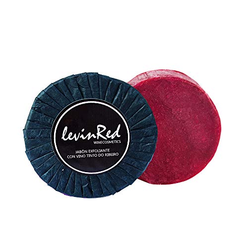 Jabón Facial Exfoliante levinRed 100 gr. Alta cosmética 97% natural con vino tinto artesanal del Ribeiro. Jabón limpiador e hidratante con vino, aceite de coco, aguacate y oliva, y manteca de karité.