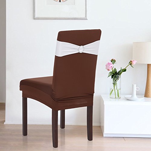 Anself 50St Stretch Stuhlschleife Schleifenbänder mit Ring für Stuhlhussen - 8