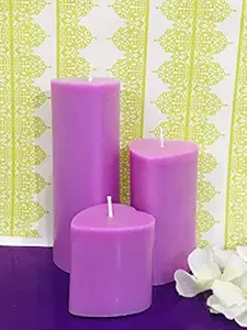 Hosley Rose Fragrance Heart Shape Scented Pillar Candle Set, Pack of 3 Different Sizes, for Gifting, Valentineday Gift, Decoration and Festive