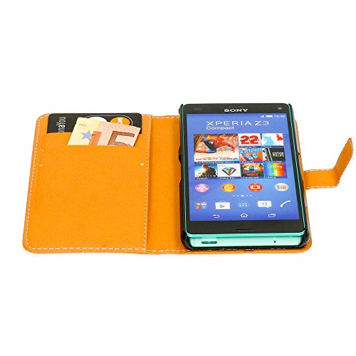 Sony Xperia Z3 Compact Funda Libro de nica  Carcasa con Tapa Ultra-Fina Flip-Case Book-Cover  Cubierta Delgado Cuero Sint  tico Vegan Protectora Bumper para Telefono Movil - Colorful Stripes Edition