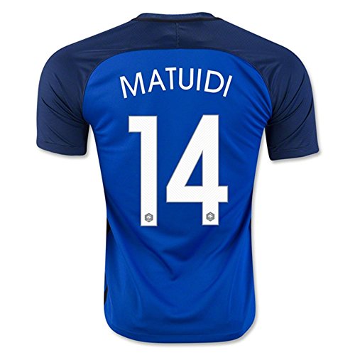 2016 UEFA Euro Cup Frankreich National 14 Blaise MATUIDI Home Football Soccer Jersey in Blau Medium Blau – blau