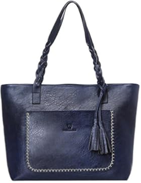 TUDUZ Handtasche Damen Leder Quasten Schultertasche Messenger Tasche Satchel Tote Bags