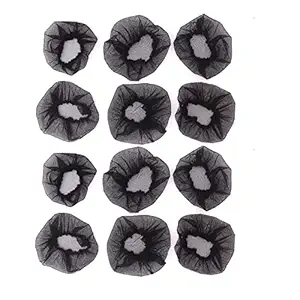 zintalic 12 Hair Net Bun Cover Juda Net for Women and Girls Black Colour Bun