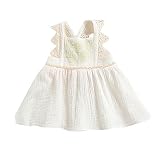 JUTOO Kinder Kid Girls Lace Stickerei Strap Backless Princess Dress Clothes (Weiß,100)