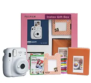 Fujifilm Instax Mini 11 Instant Camera (Ice White) Gift Box with 10 Shots