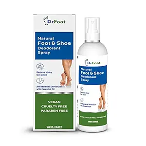 Dr Foot Natural Foot Sanitizer & Shoe Deodorant Spray with Essential Oils & Enzymes to Kill Foot Odor, Shoe Odor Eliminator | Foot Care for Smelly Feet Spray and Dry Skin ? 100ml