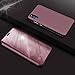 Produktbild TAITOU Huawei Honor 8XMax Case, Translucent Window View Flip Wallet Stand Cover, Shiny Plating Make Up Mirror, Smart Sleep/Awake Hard Casee for Huawei Honor8X Max, Scan QR Code App, Pink