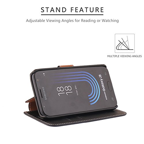 Samsung Galaxy J3 2017 HÃ¼lle Leder, Mobesv Samsung Galaxy J3 2017 LederhÃ¼lle Ledertasche Wallet Tasche SchutzhÃ¼lle mit Magnetverschluss Kartenfach fÃ¼r Samsung Galaxy J3 2017 - Schwarz