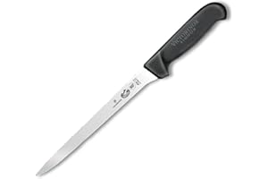 Victorinox Fibrox Couteau de Cuisine, Couteau à Filet er Flexible, Lame de 20 cm, Acier Inoxydable, Inoxydable, Noir, Standard