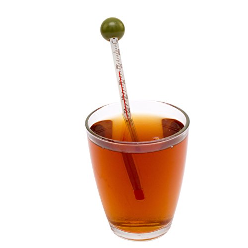 Lantelme 6163 Tee Tassen Thermometer Glas mit Holzkugel grün . Teetassenthermometer Temperaturbereich bis 110 °C - 2