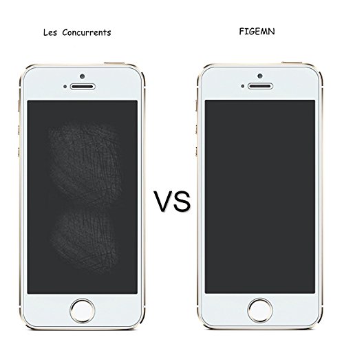 [2 Pack] iPhone 5S SE 5C 5 Screen Protector, FIGEMN 0.3mm 9H Tempered Shatterproof Glass Screen Protector Anti-Shatter Film Anti Fingerprint
