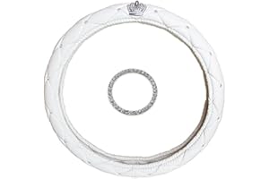 NewL Bling pokrowiec na kierownicę samochodu z koroną dla dziewcząt i kobiet - uroczy i różowy, naturalny lateks, nietoksyczny i bezwonny, dla bezpiecznej jazdy (biały)