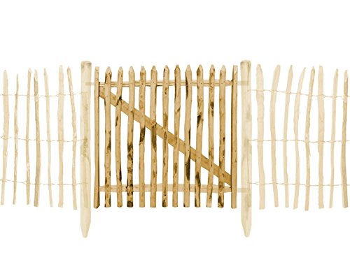 Gartentor aus Haselnussholz 100 x 60 cm – Hochwertig verarbeitetes Staketen-Zauntor in 7 Größen – Robust und Witterungsbeständig - 2