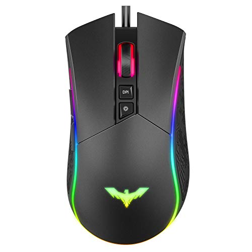 havit Ratón Gaming 7 Botones Mouse Gaming programables Iluminación RGB [800-1600-2400-4800] para Windows7/8/10/Xp/Vista/Linux?MS733?