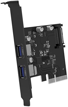 Express Expansion Card QICENT PCI-E to USB 3.1 2-Port Hub Controller Adapter for Windows 7 / 8 / 8.1 / 10 Linux Kernal Desktops- Black