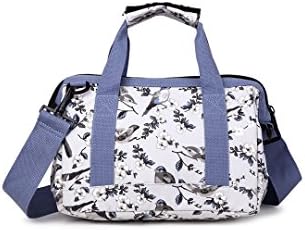 Shavont Women Travel Duffle Multi Size Waterproof Olicloth Grey Bird Flower Weekend Overnight Tote Bag (Small Grey)