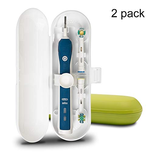 Lot de 2 étuis de voyage en plastique pour brosse à dents électrique Oral-B Pro Series (blanc et vert)