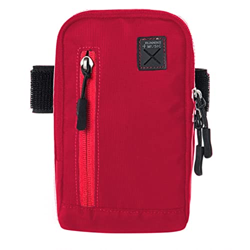 DEALPICK Running Hiking Climbing Mobile Arm Bag Wrist Bag Multi-Functional Outdoor Sports Arm Band Single-Shoulder Bag Saddle Bag - Mehroonish Red