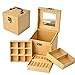 Produktbild FIONAT Schmuckkästchen Schmuck Aufbewahrungsbox Innerhalb DREI Schichten Flanell Holz Schmuckschatulle Geschenk Armband Make-Up Box 12 * 12 * 11 cm, Gelb