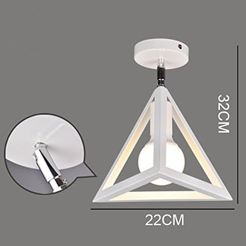 Vintage Iron White/Black Matte Painting Pendant Light Foyer Dining Room Bar Vintage Loft Fixture Chandelier,Whitetriangle