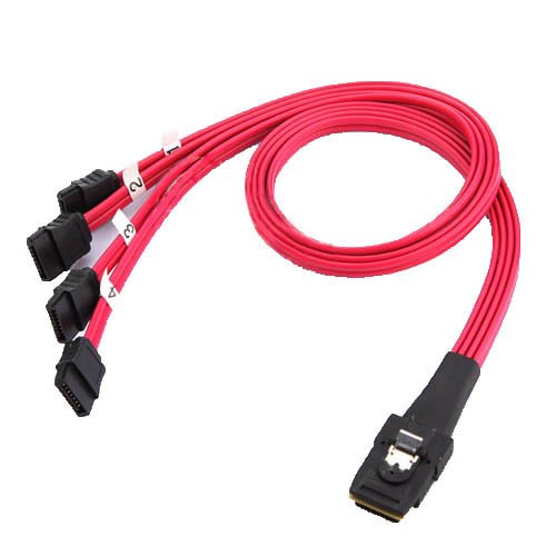SODIAL (R) Mini 10 Gbps SAS 4i SFF-8087 36-Pin zu 4 SATA 7 Pin HDD Festplatte Splitter Kabel