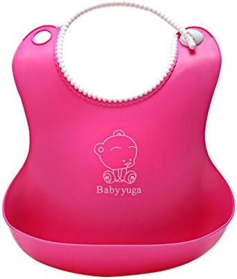 2pcs Silicone Waterproof Bib with Pocket for the meal, gzqes, Bib Apron for niñoos or Bebe pink