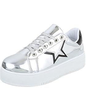 Low-Top Sneaker Damenschuhe Low-Top Sneakers Schnürsenkel Ital-Design Freizeitschuhe