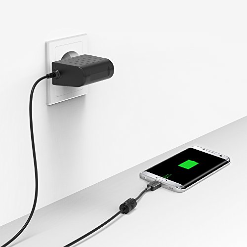 EasyAcc Â® Micro caricabatterie AC USB 5V 2A adattatore del caricatore UE per quasi tutti gli smartphone telefoni cellulari e Android Tablet PC MP3 MP4 GPS Nero
