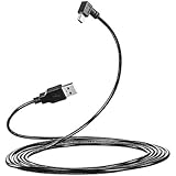 LARRITS Extra Long Mini USB Cable 90 Degree Left Angle Charge Cord With 5pcs Wiring Clips For Garmin Dash Cam Car Dashcam GPS Navigator DVR Camera GoPro (5 Meters Left Angle)