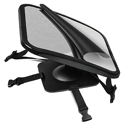 Zuoao Baby Spiegel Autospiegel Easy View – Rücksitzspiegel / Rückspiegel / KinderSpiegel für die Kopfstütze der Rückbank mit 360 Grad Drehung Schwarz - 3