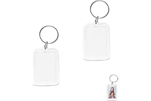 ZELHYEUU 2 Pcs Porte-Clés Photo, Porte Clés Cadres Photo Transparents, Porte Cle Photo Personnalisable, Acrylique Porte Clef Photo Transparent Vierge