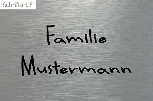 Preisvergleich Produktbild nanook Namensschild Briefkasten und Haustür, Laser-Gravur (Ihr Wunschtext in versch. Schriftarten), 12 x 8 cm, Edelstahl - Schrift F
