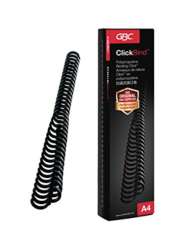 GBC ClickBind Canutillo Clic, 16 mm, 145 Hojas de Capacidad, A4, 34 Bucles, Negro, 387357E