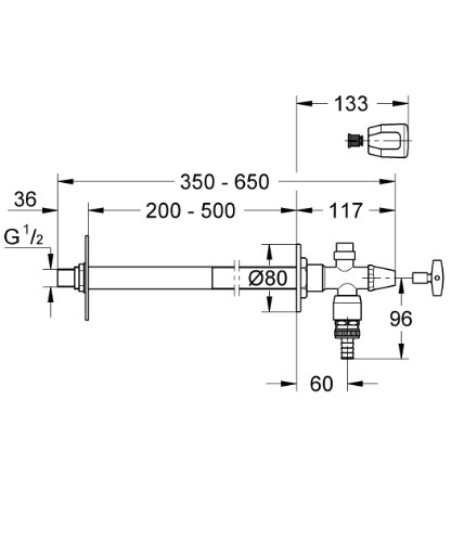 GROHE Eggemann Eurotec-Bausatz Außenwandventil DN15 mit Rohrbelüfter 41206000 - 2