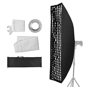 Ankeer 35 * 160cm/ 14 * 63in Portable Photography Strip Softbox with Bowens Mount Removeable Diffuser Honeycomb Grid Carrying Bag for Studio Speedlight Video Light Portrait Product Photography