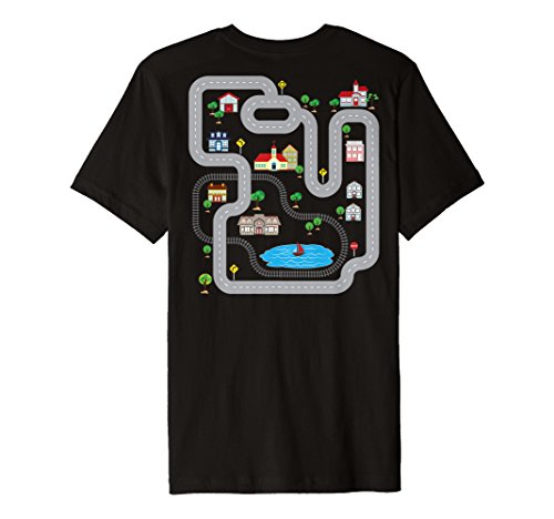 Funny Novelty Collection T-ShirtsPlaymat Train Car Race Track Printed On Back Funny T-Shirt T-ShirtOEKO-TEX STANDARD 100