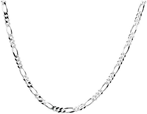 1mm thick solid sterling silver 925 Italian diamond cut FIGARO curb link chain necklace chocker bracelet anklet with spring ring clasp