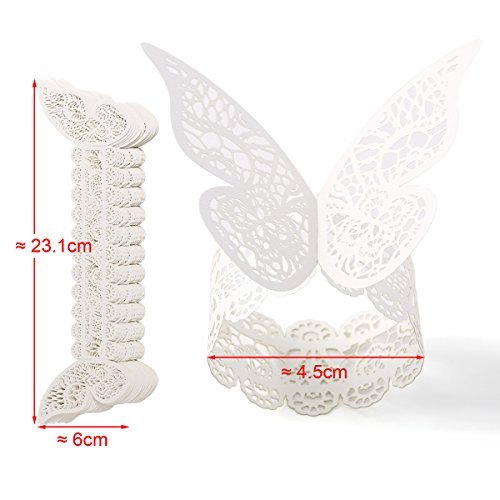 25 x Schmetterling Papier Serviettenringe Servietten Ringe Platzkarten Tischkarten Papierservietten Servietten Halter Schnalle Ring für Hochzeit Party Tischdeko - 5