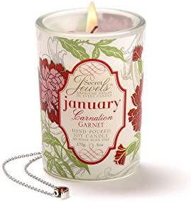 Secret Jewels January Birthstone 6 Oz. Candle Jar, Carnation Scent, Garnet