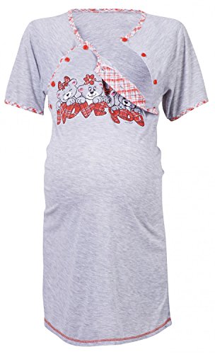 Happy Mama Women's Maternity Hospital Gown Nightie for Labour & Birth. 193p (Red, UK 10)