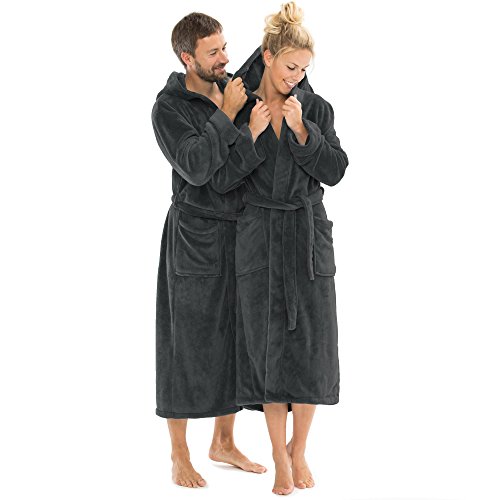 Bademantel mit Kapuze für Damen & Herren, Morgenmantel alle Größen viele Farben, weich und super flauschig, Coral-Fleece, aqua-textil Sauna-mantel lang Serie Malibu - 3