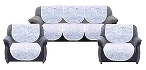 Kuber Industries Self Cotton 6 Piece 5 Seater Sofa Cover Set (White) - CTKTC22258